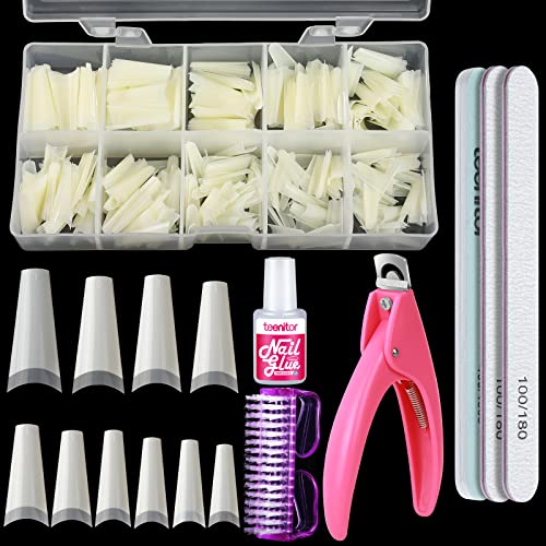 Natural Half Cover Coffin Nail Tips