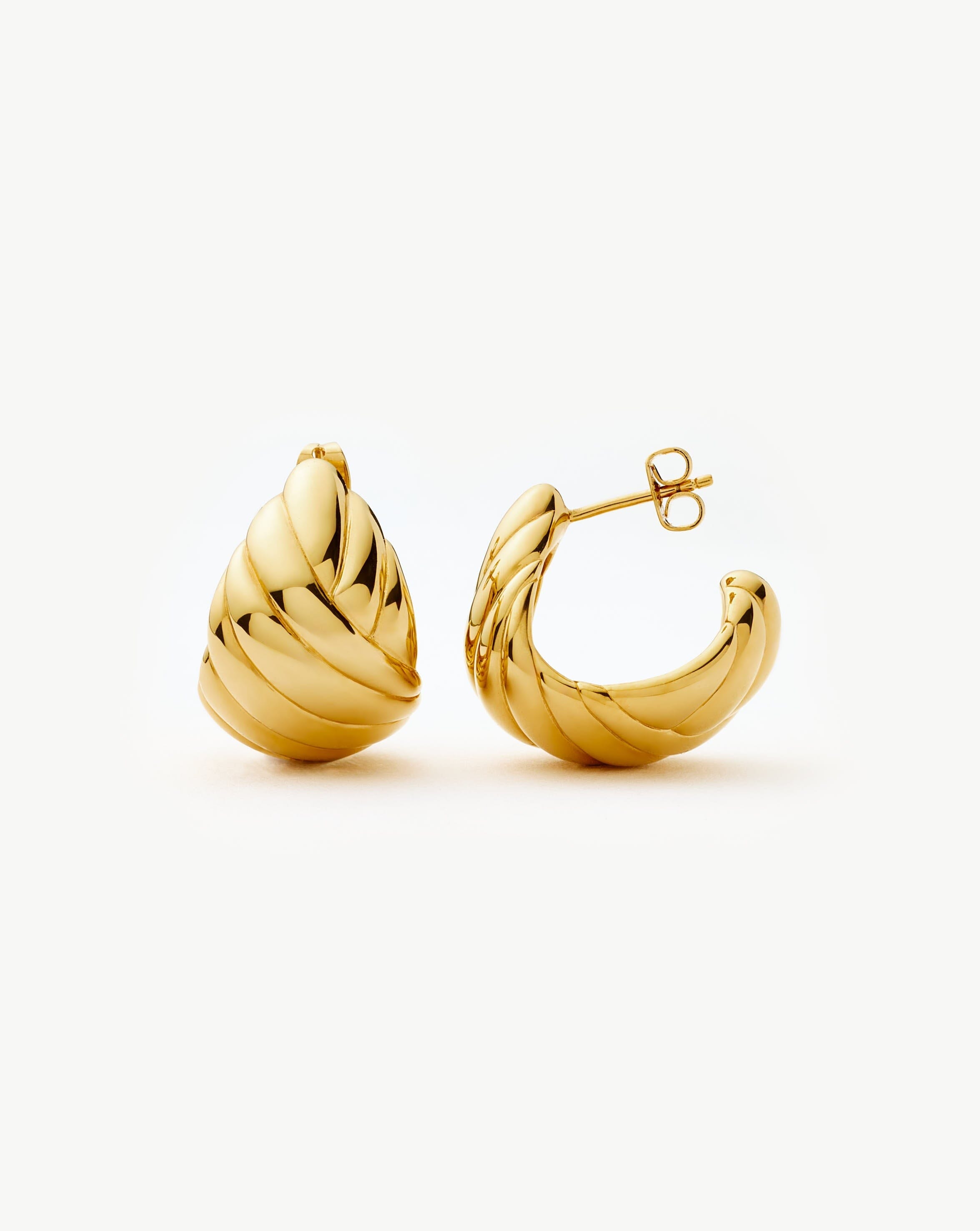 Rouje Lucia Dome Hoop Earrings - 18k Gold Plated Elegant Dangle Earrings for Women | Perfect for Parties, Weddings & Everyday Wear