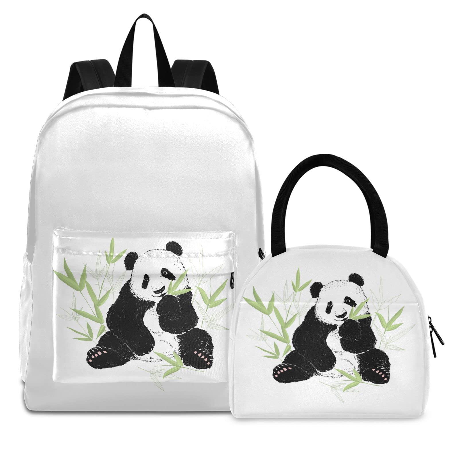 OTVEE Insulated Lunch Box Backpack Set - Cute Panda Design Lightweight School Bookbag for Boys & Girls | Perfect for School, Travel & Daily Use