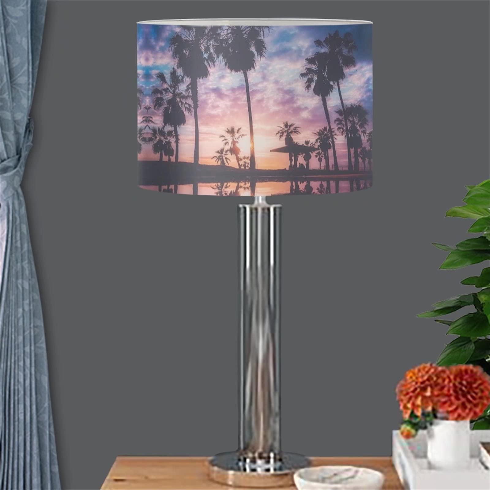 Hawaii Sunset Design Drum Lamp Shade - Large Cylinder Lampshade Replacement Cover for Table & Floor Lamps - Perfect for Bedroom, Living Room & Coastal Decor