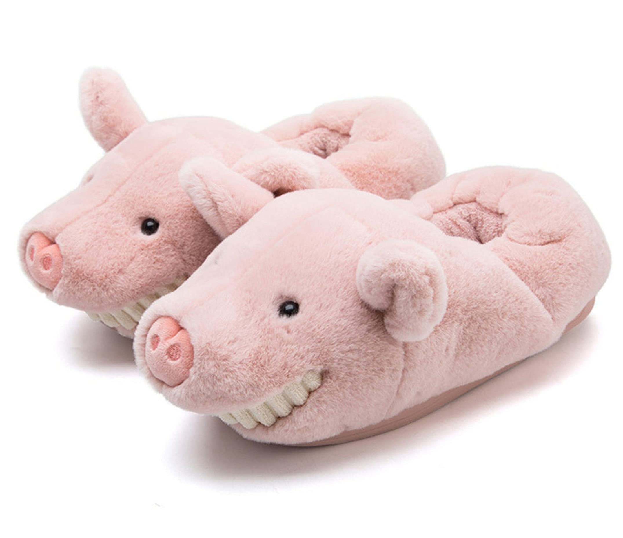 **Cute Pig Slippers for Women - Cartoon Animal & Dinosaur Fuzzy House Slippers - Warm Winter Indoor Slippers for Cozy Home & Lounge Wear**
