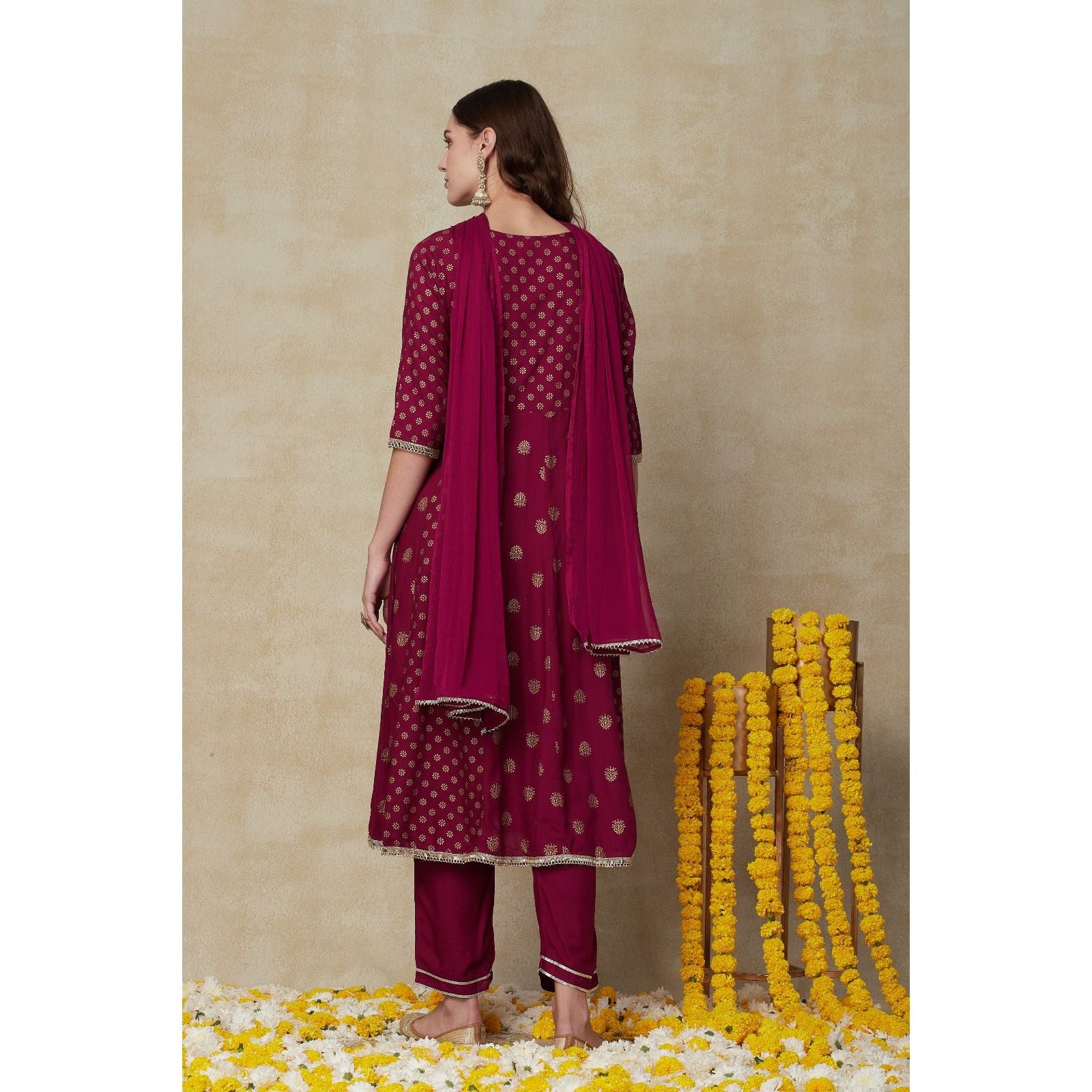 Printed Empire Cut Kurta Set for Women - Elegant Festive Ethnic Wear for Diwali, Weddings & Special Occasions