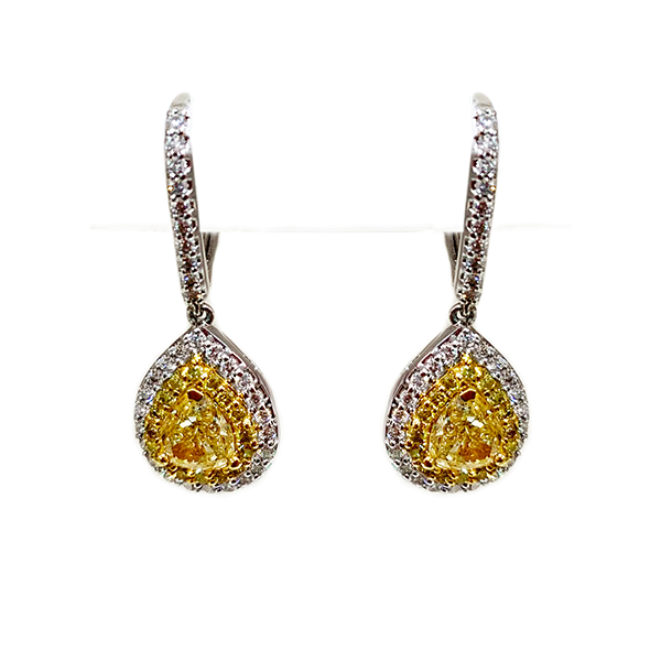 18K White Gold Yellow Diamond Stud Earrings for Women - Elegant & Luxurious Jewelry Gift for Wedding, Anniversary & Special Occasions