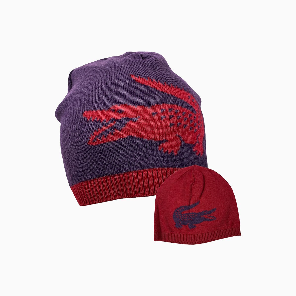 Stylish Jacquard Crocodile Pattern Wool Reversible Beanie Hat for Men & Women - Winter Warm Knit Skull Cap for Outdoor Activities, Skiing, and Cold Weather Fashion
