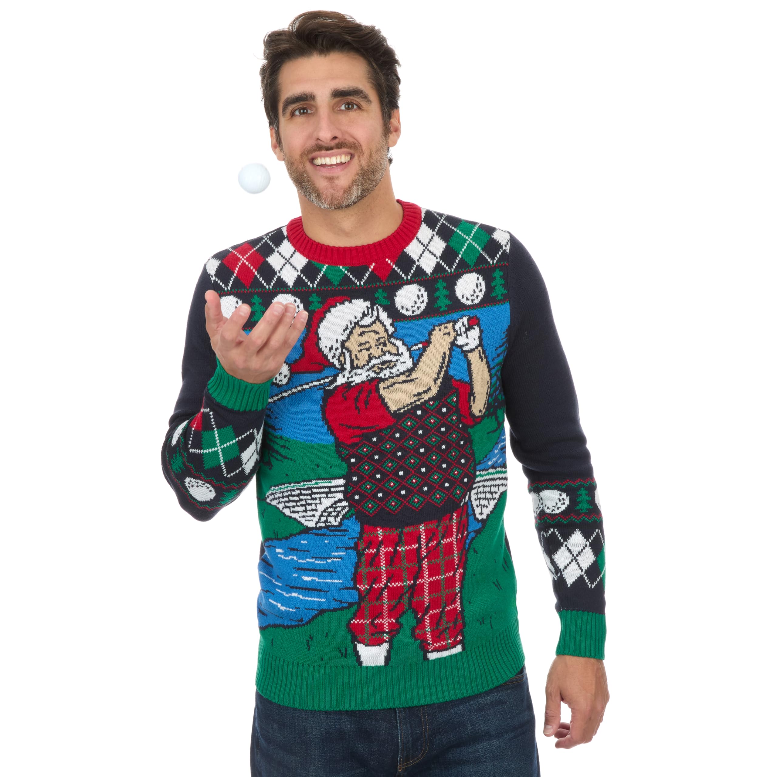 Men's Ugly Christmas Golf Sweater - Festive Holiday Crewneck with Snug Fit & Breathable Fabric - Perfect for Golf Outings & Christmas Parties
