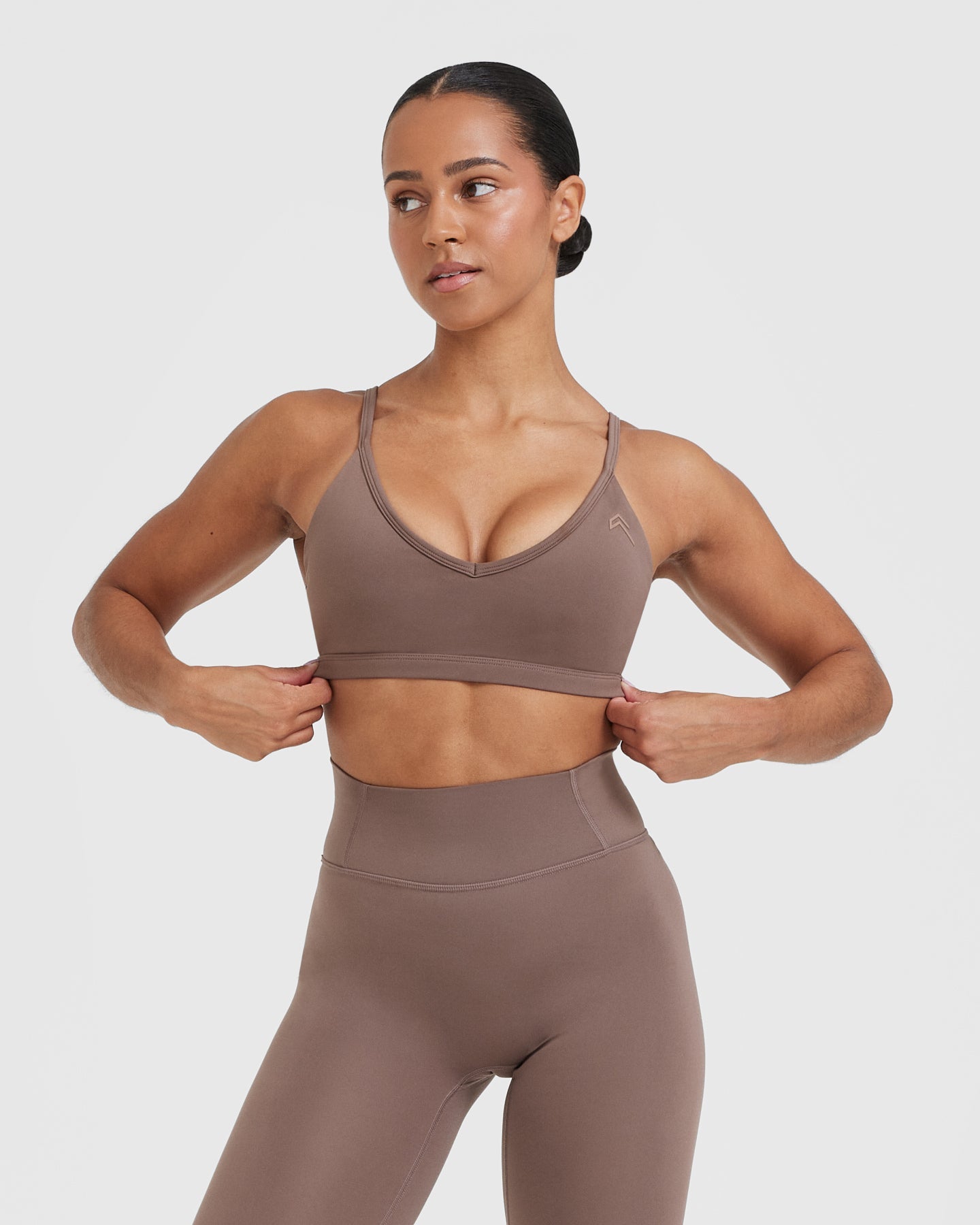 Timeless Strappy Bralette for Women | Comfortable Wireless Bra in Cool Brown | Perfect for Yoga, Lounge and Everyday Wear