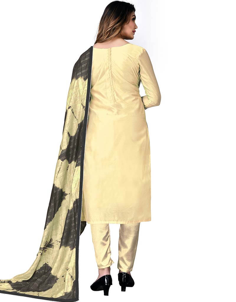 Beige Modal Chanderi Pant Salwar Suits for Women - Comfortable & Stylish Indian Ethnic Wear - Perfect for Festivals, Weddings & Special Occasions