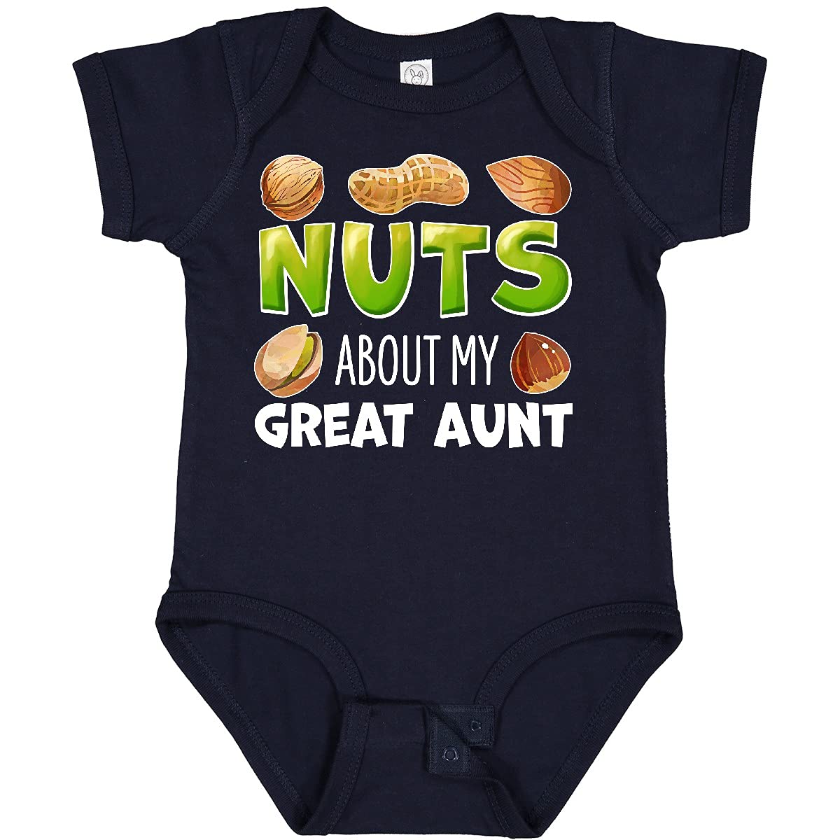 Inktastic 'Nuts About My Great Aunt' Peanut, Almond, Pistachio Baby Bodysuit - Cute & Comfortable Outfit for Infants, Toddlers & Newborns - Perfect for Family Gatherings, Photo Shoots & Everyday Wear