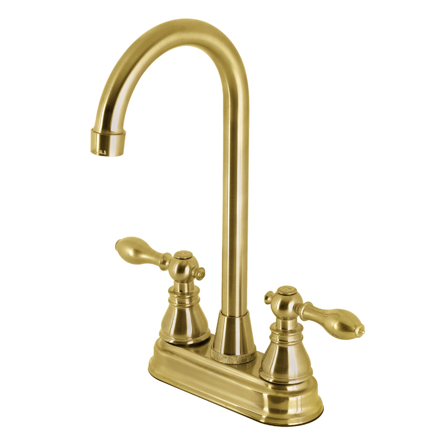 American Classic KB497ACLSB Two Handle 2 Hole Deck Mount Bar Faucet in Brushed Brass - Perfect for Kitchen Sinks, Wet Bars, and Outdoor Entertaining Areas