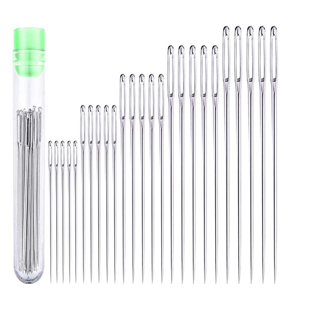 Large Eye Stitching Needles for Hand Sewing - 50pcs Heavy Duty Craft Needles with Clear Storage Tube - Perfect for Quilting, Embroidery & DIY Sewing Projects