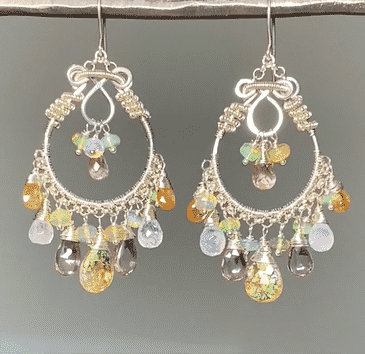 925 Sterling Silver Mystic Citrine Moonstone Opal Pink Topaz Hoop Earrings for Women - Perfect for Parties, Weddings & Everyday Elegance
