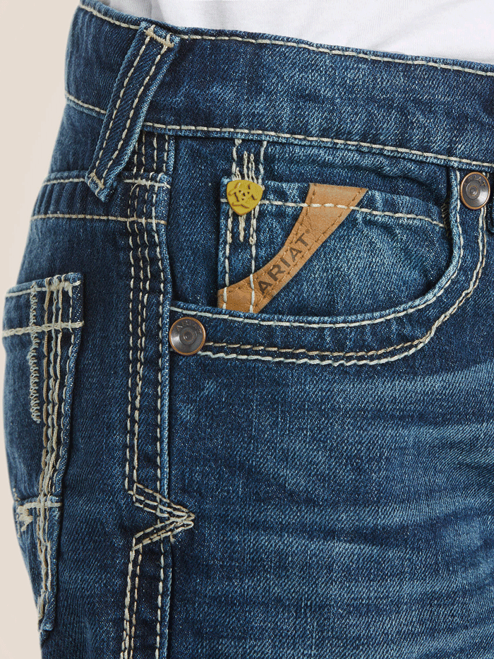 Ariat Kids B5 Slim Boundary Stackable Straight Leg Jeans - Cyclone Navy | Durable Denim for School, Play & Outdoor Activities