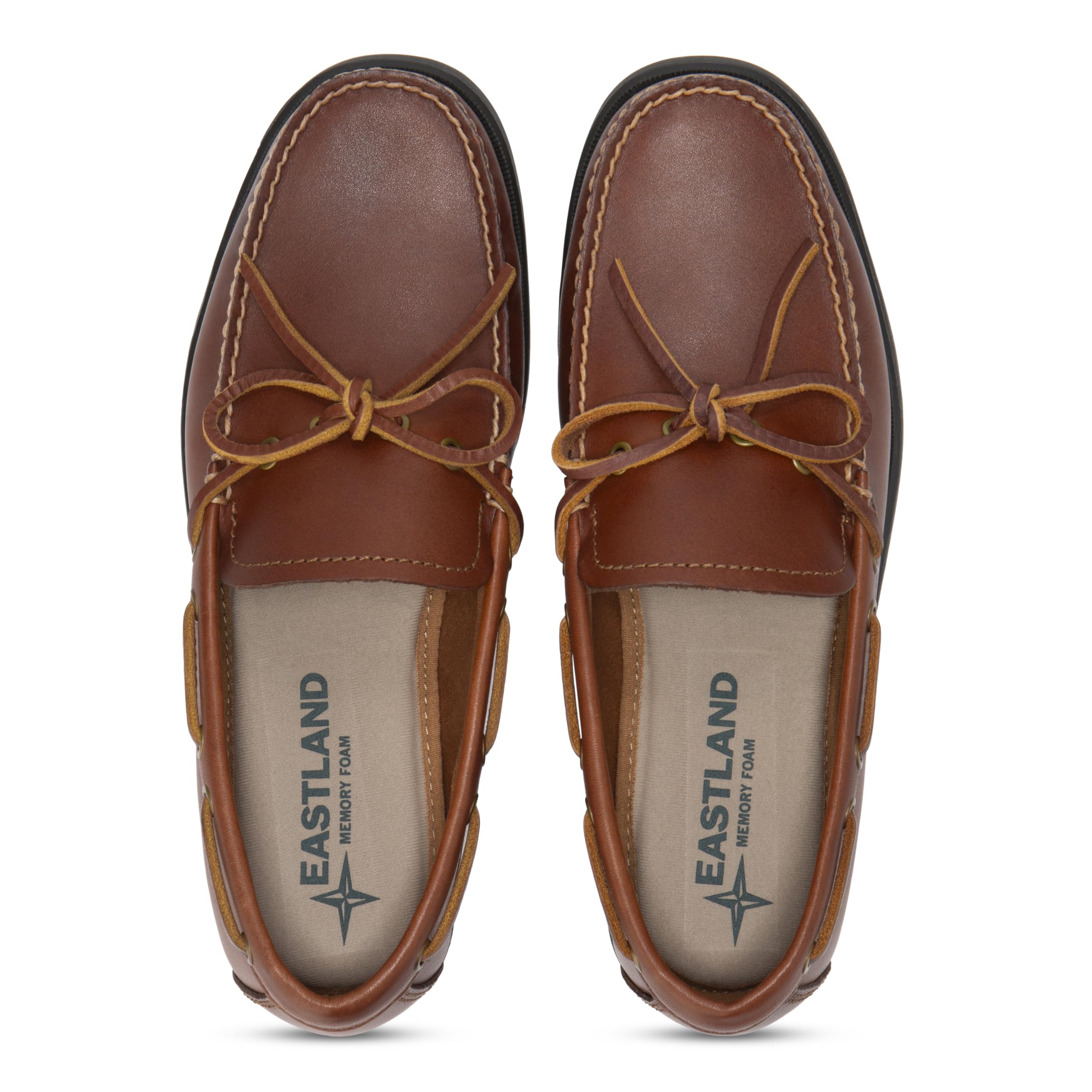 Eastland Men's Yarmouth Leather Boat Shoes - Comfortable & Stylish Slip-On Loafers for Casual Wear, Sailing, and Outdoor Activities