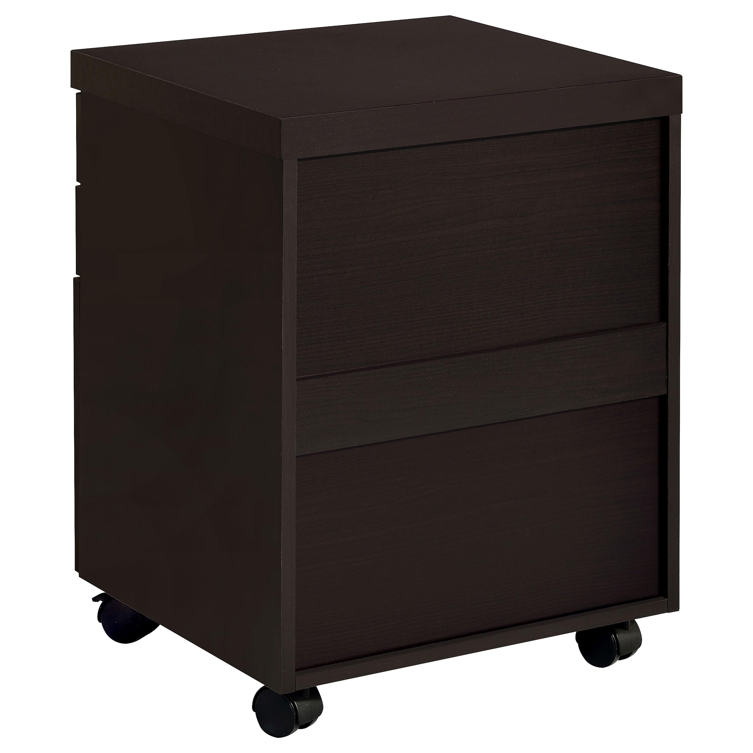 Skylar 3-Drawer Mobile File Cabinet by Coaster Furniture - Cappuccino Finish, 800894 - Perfect for Home Office, Dorm Room & Small Space Organization