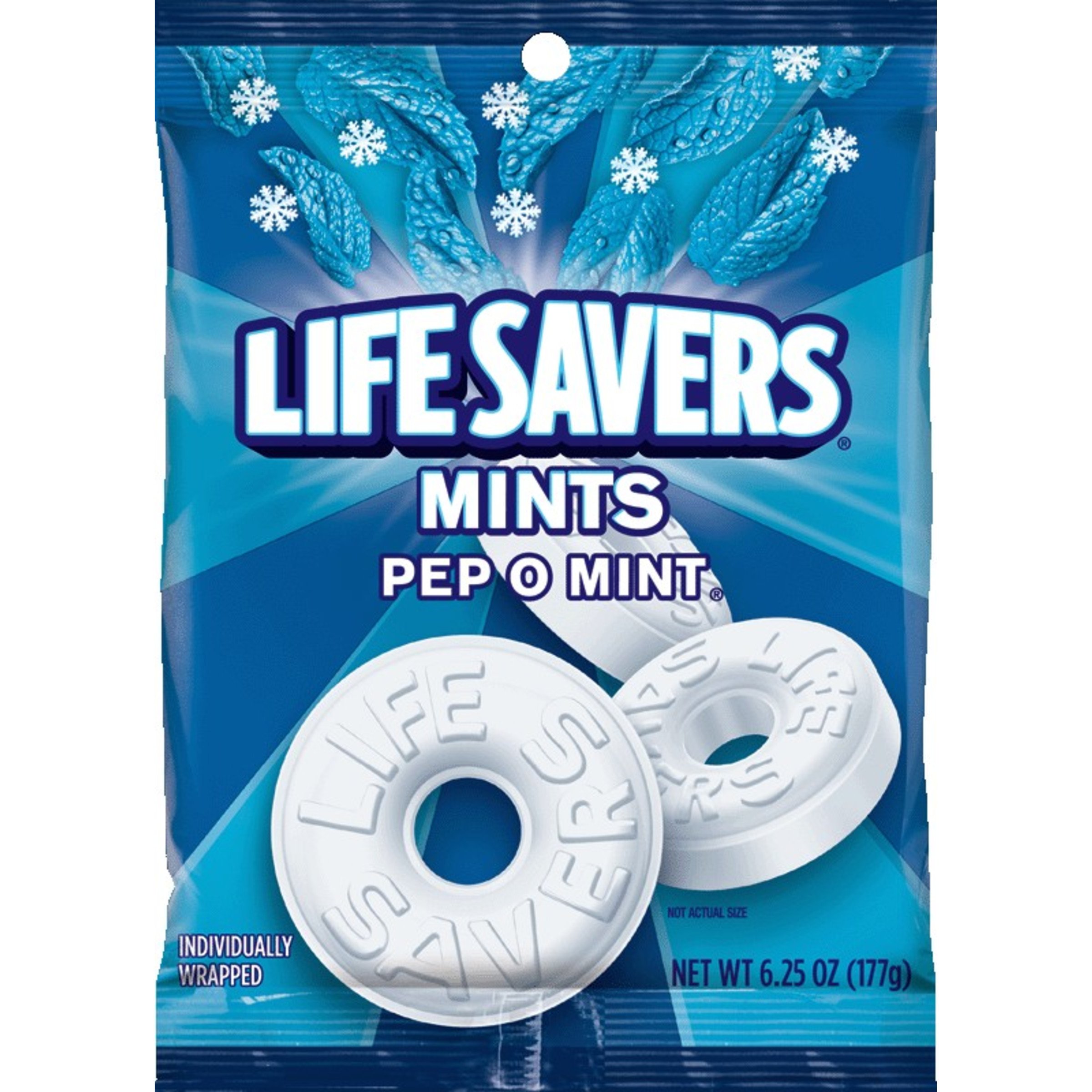 Life Savers Pep-O-Mint Hard Candy Bag - 6.25 oz (177g) Refreshing Breath Mints for Office, Travel & After Meals