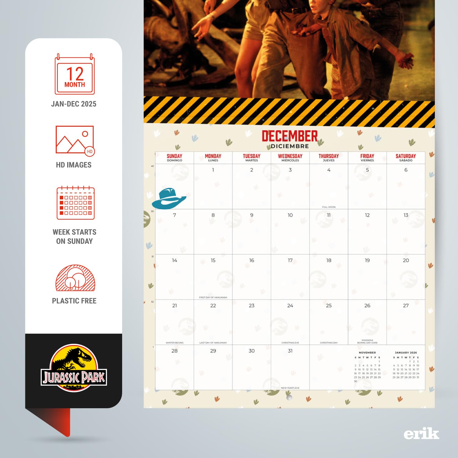 Jurassic Park 2025 Wall Calendar - 12