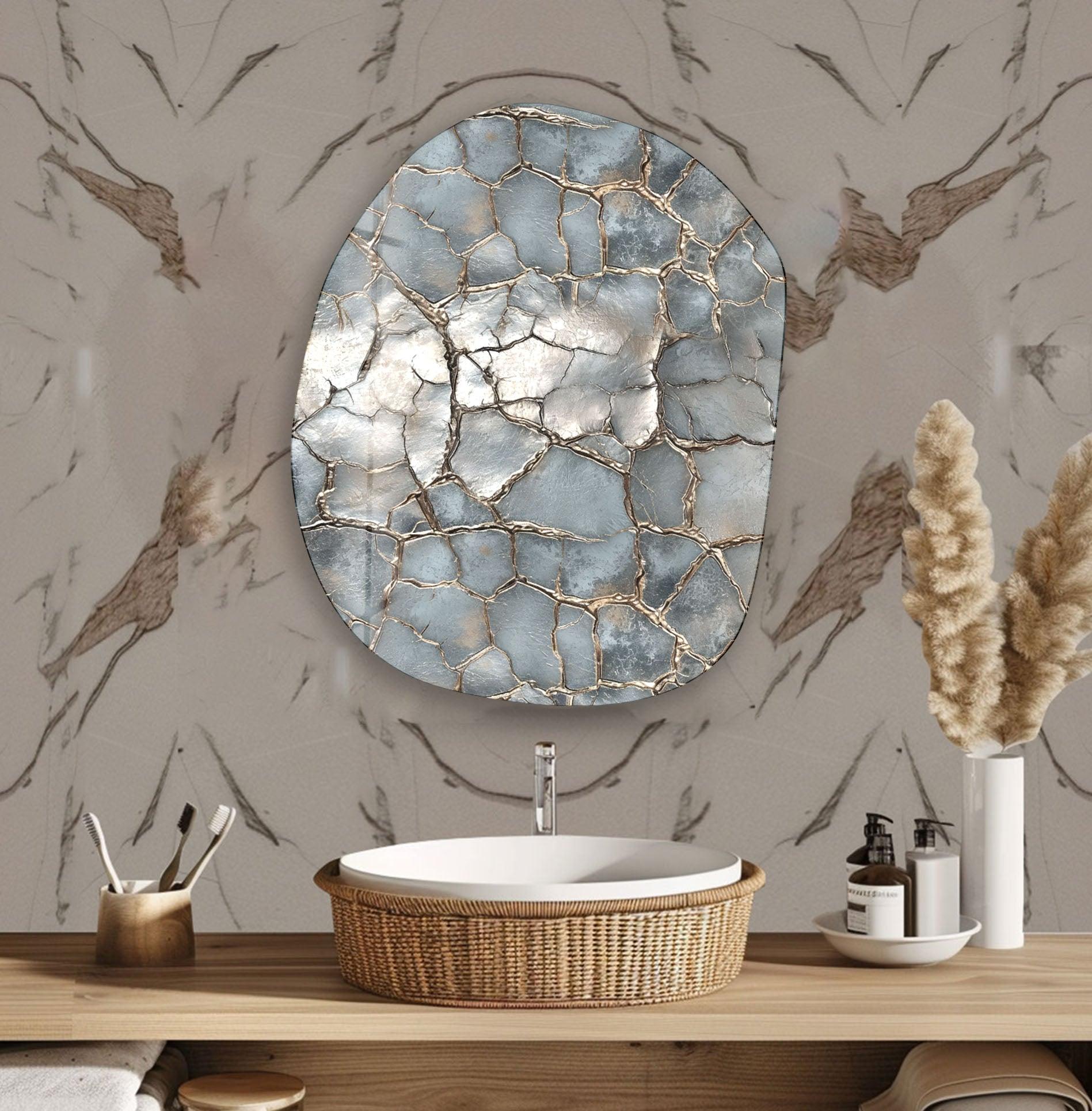 Abstract Silver Decorative Glass Wall Art - Modern Home Decor for Living Room, Bedroom & Office - Elegant Handmade Glass Panel for Wall Display