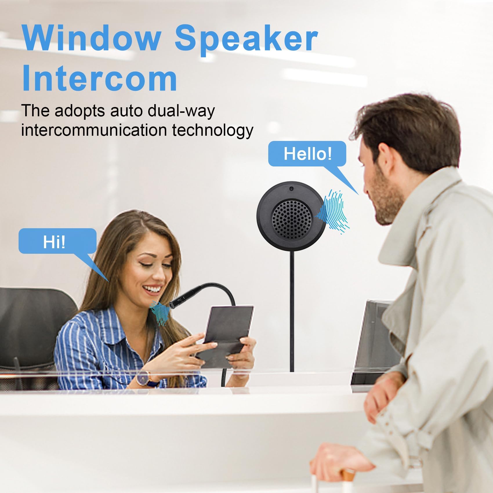 ChunHee Dual-Way Window Intercom System with Anti-Interference Microphone & Speaker - Clear Communication for Bank, Office, Hospital & Business - Ideal for Secure Transactions, Customer Service & Healthcare Facilities