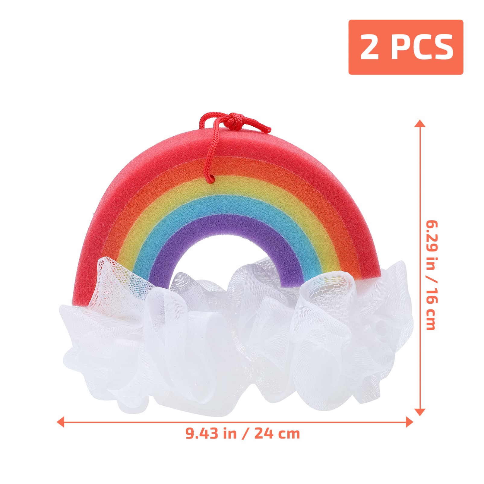 Beaupretty 2-Pack Rainbow Shaped Bath Sponge & Shower Loofah Pouf - Exfoliating Body Wash Balls for Bubbling Bath, Luxurious Shower Experience - Perfect for Spa Day, Gift Sets & Bath Bomb Making Accessories