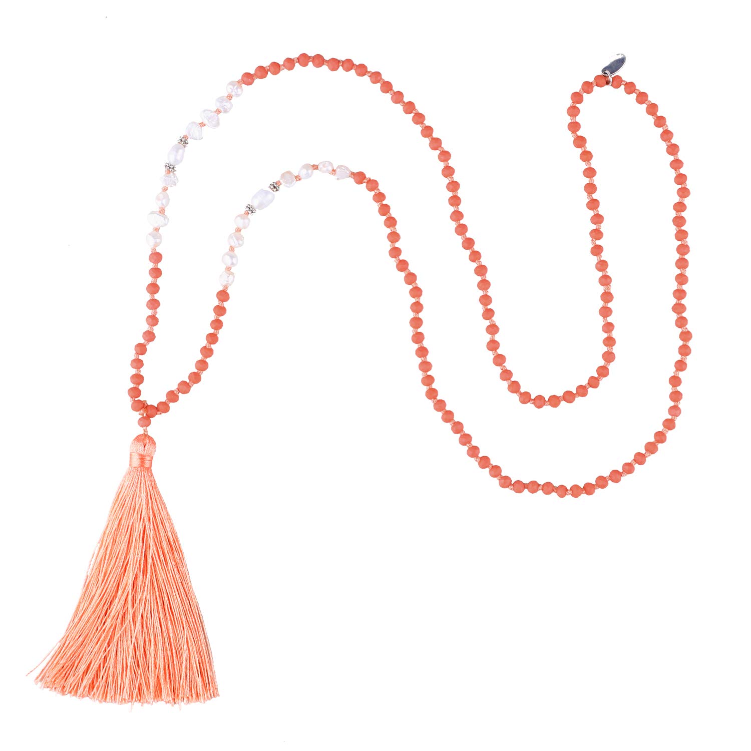 KELITCH Handmade Shell Pearl Necklace for Women - Light Orange, Fashion Jewelry for Parties & Gifts