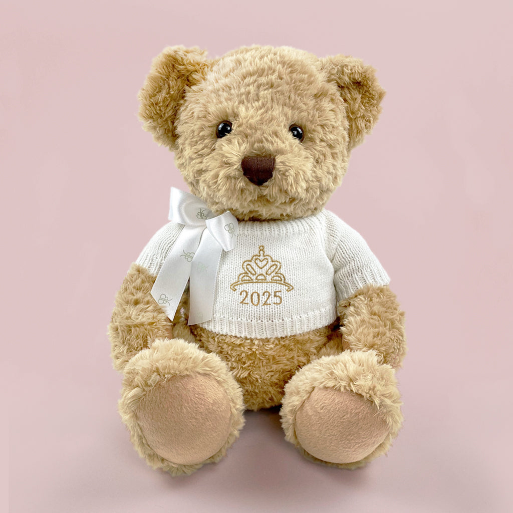 Cute Bernard Year Bear Plush Toy with Crown or Tiara Embroidery - Perfect for Birthday Gifts, Nursery Decor & Collectibles