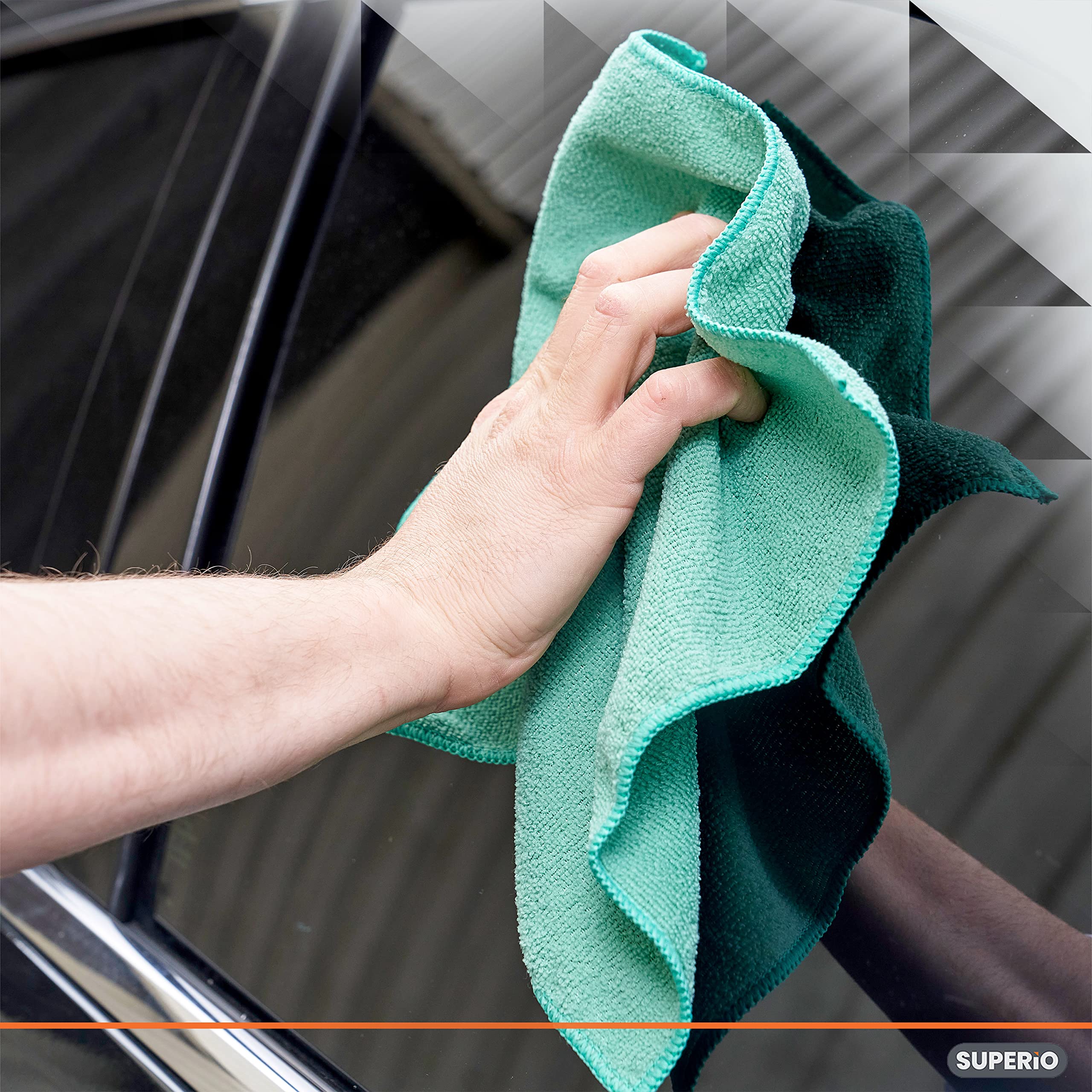 Premium Microfiber Cleaning Cloths - 12 Pack (Green/Yellow) | Ultra Absorbent, Lint-Free, Reusable & Washable | Streak-Free for Cars, Kitchen, Bathroom, Glass & Electronics | No Chemicals Needed - Perfect for Household Cleaning & Auto Detailing
