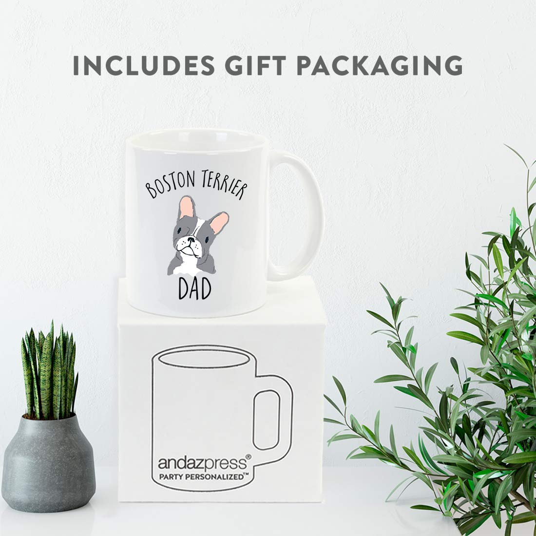 Funny Dog Coffee Mug 11oz - Grey Boston Terrier Dog Dad Gift, 1-Pack - Novelty Birthday & Christmas Cup for Dog Lovers - Perfect for Coffee, Tea & Office Desk Decor