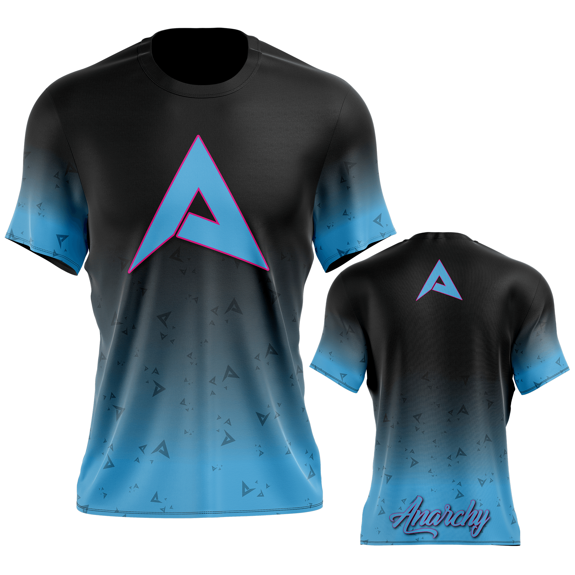 Anarchy Bat Company Men's Short Sleeve T-Shirt - Black & Carolina Fade Baseball Tee for Casual Wear & Sports Fans