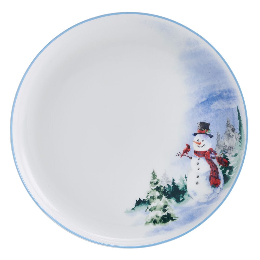 Snowman Forest 12-Piece Dinnerware Set for 4 - Holiday Dinner Plates, Bowls & Mugs - Christmas Tableware for Family Gatherings & Festive Celebrations