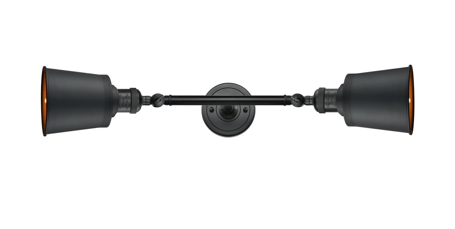 Innovations 208L-BK-M9-BK 2-Light Vertical Bathroom Vanity Light Fixture in Matte Black - Perfect for Modern Bathroom, Powder Room, and Dressing Room Lighting