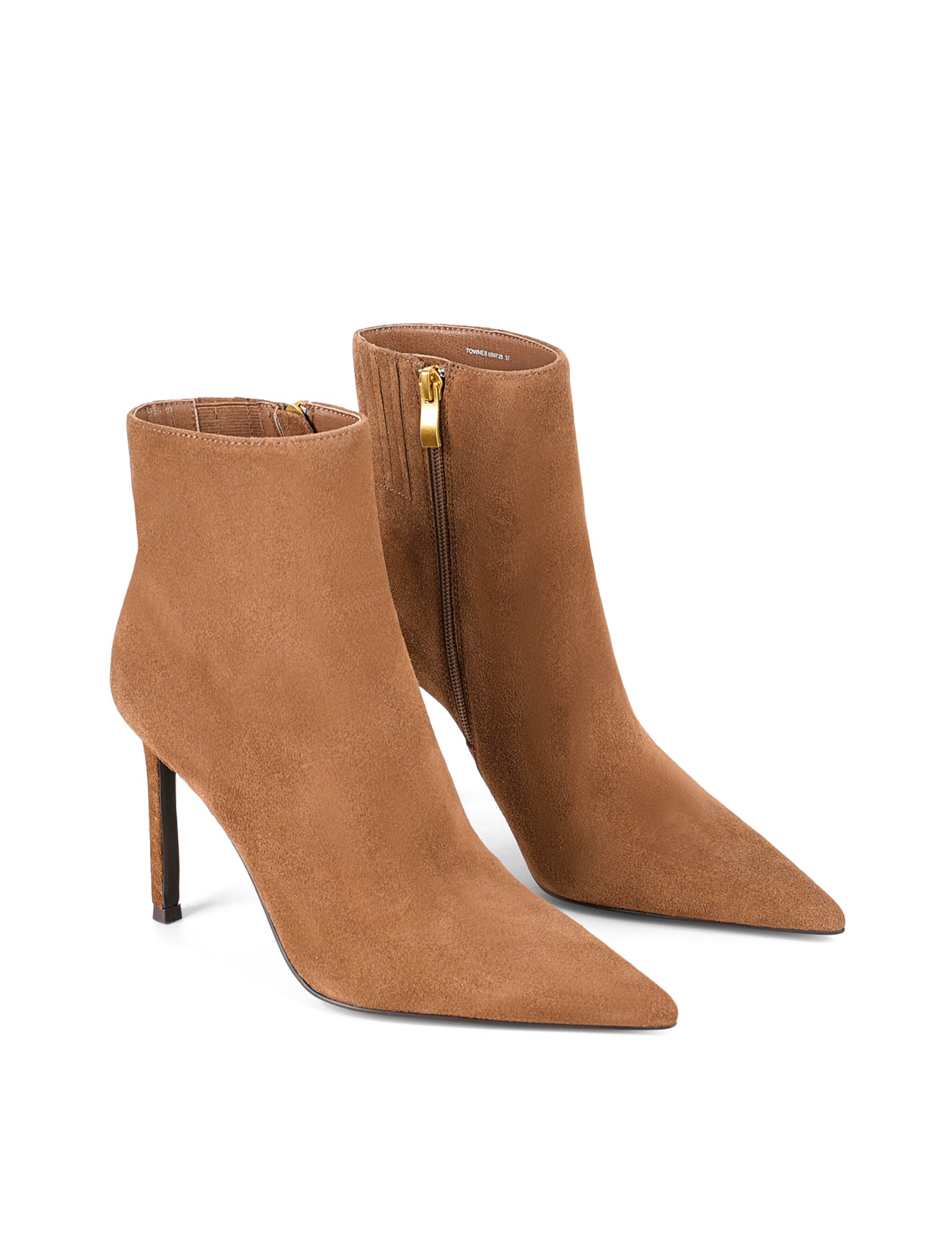Townes Stiletto Ankle Boots for Women - Tobacco Brown Suede Heeled Booties, Fashionable Pointed Toe Boots for Night Out, Party & Office Wear