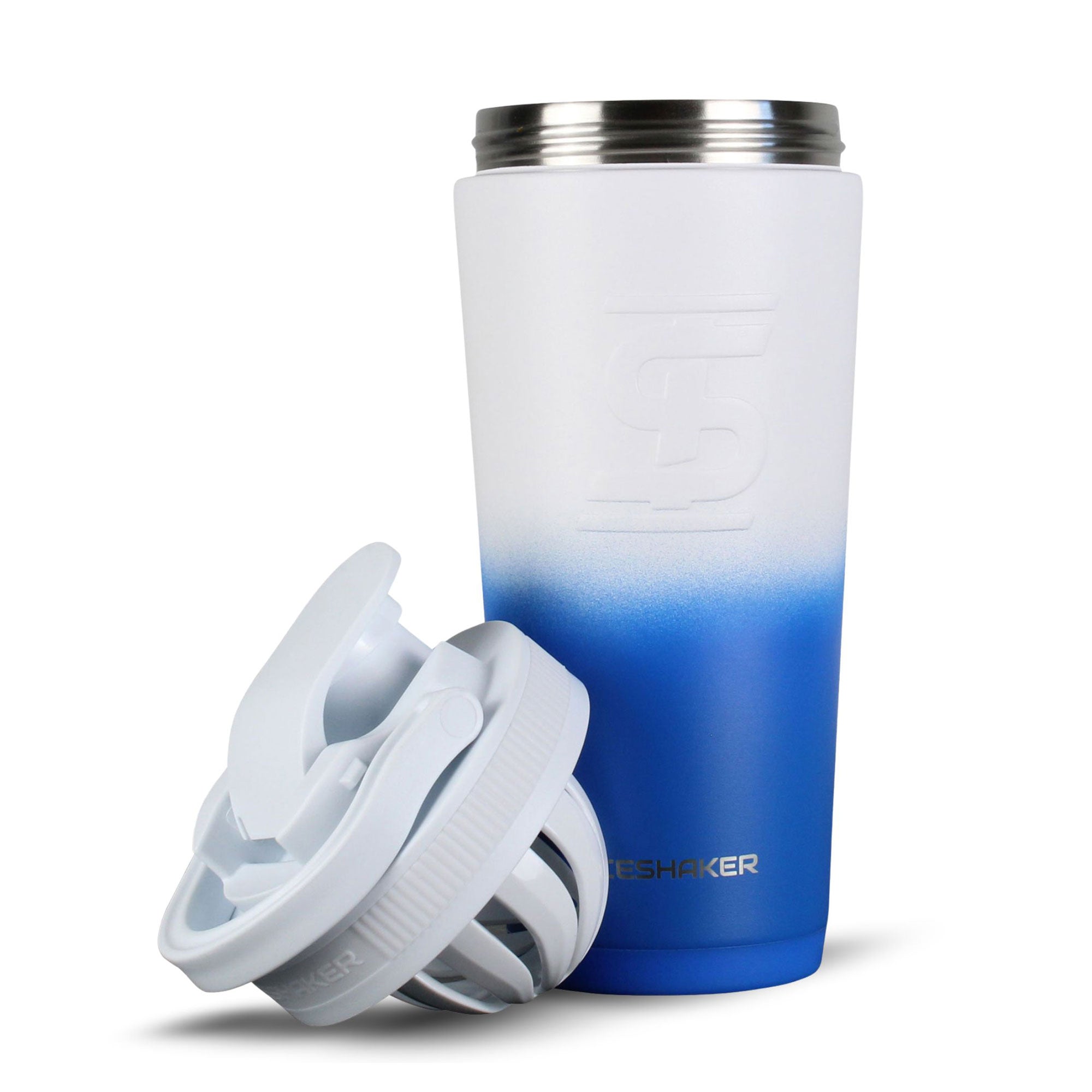 Ombre Series 26oz Shaker Bottle - Royal White Ombre | Leakproof Protein Shaker for Gym, Workouts & Travel | BPA-Free Ice Shaker for Protein Drinks & Smoothies