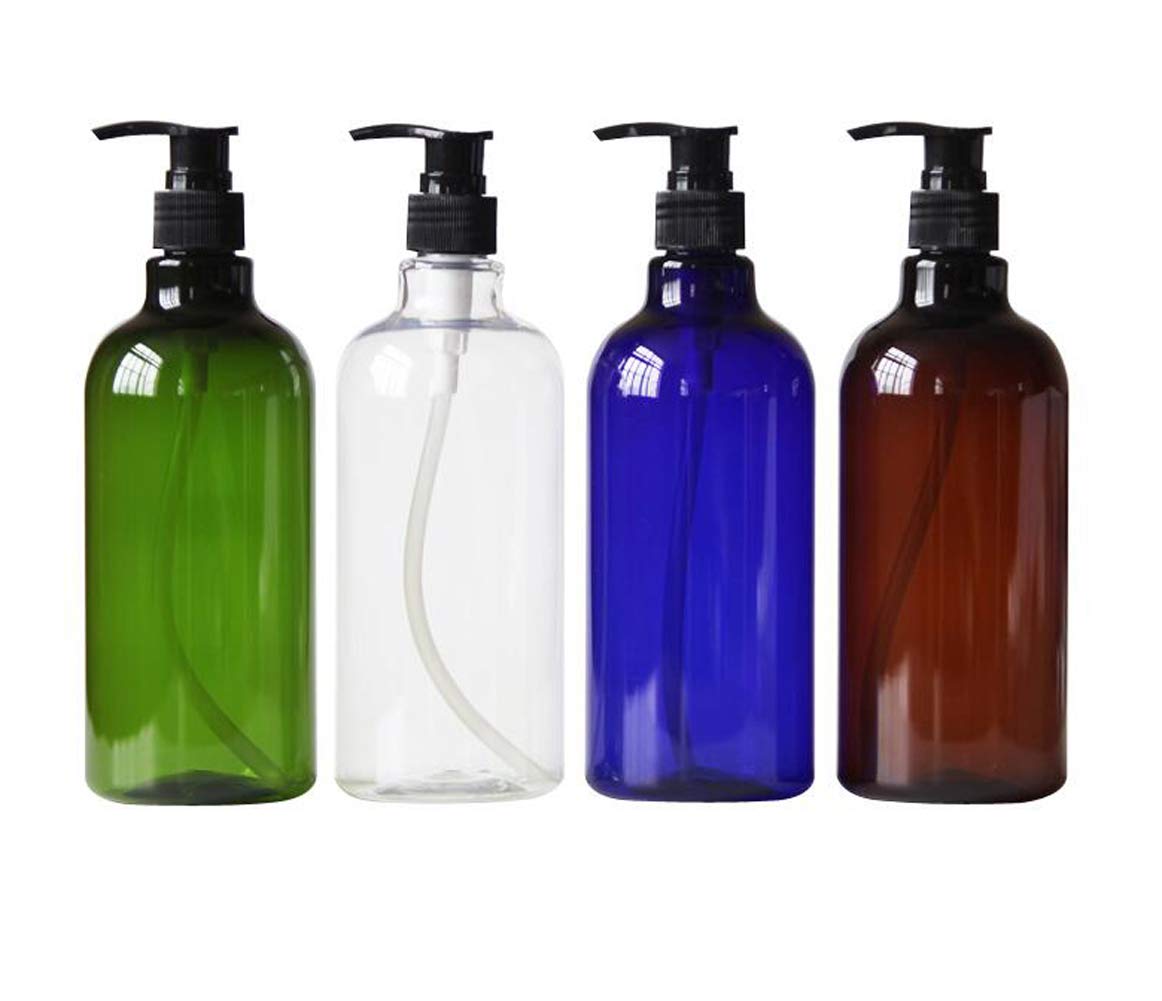 Ericotry 2-Pack 17oz/500ml Refillable PET Plastic Pump Bottles with Lotion Dispenser - Ideal for Cosmetic Emulsion, Shampoo, Body Wash & Travel Toiletries | Perfect for Home, Gym & Travel Use