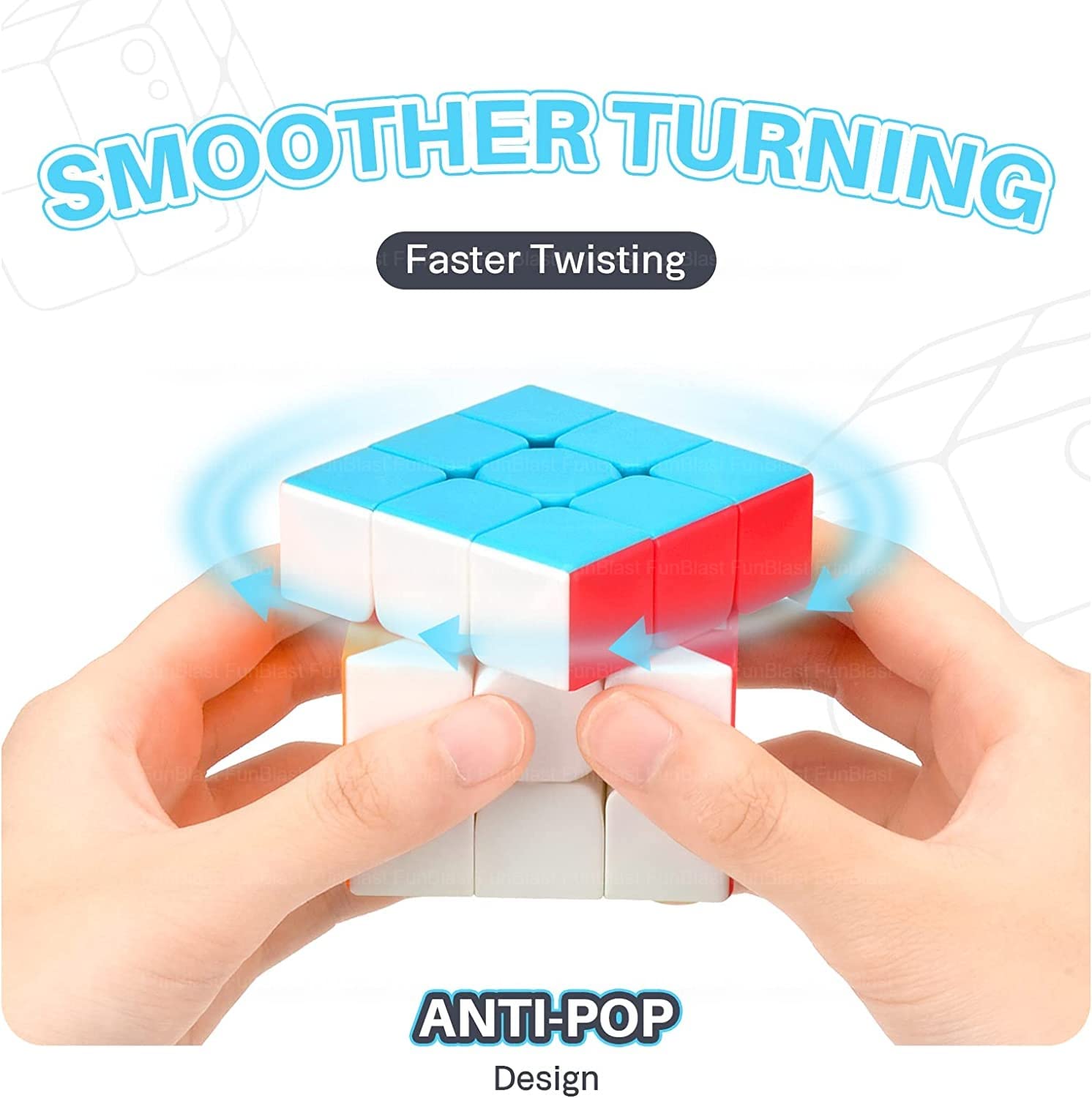 FunBlast 3x3 Speed Cube - Smooth Stickerless Magic Cube for Kids & Adults | High-Speed Puzzle Game for Competitions & Brain Training | Perfect STEM Toy Gift for Birthday & Christmas