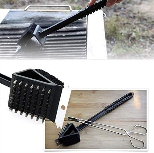 Best BBQ Grill Brush - 3-in-1 Barbecue Cleaning Brush with Scraper & Sponge | Heavy Duty Copper Wire Bristles & Non-Slip Handle | Perfect for Gas, Charcoal & Outdoor Grills | Ideal for Backyard BBQs, Camping & Tailgating