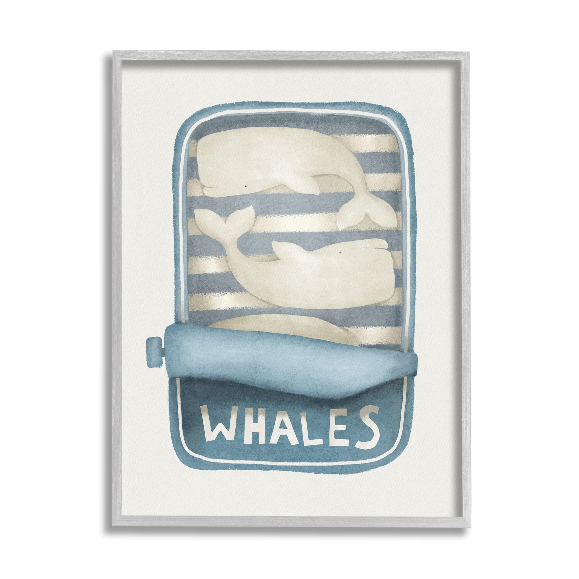 Stupell Industries Whimsical Whale Tuna Can Art Print - Sea Life Wall Decor by Leah Straatsma - Perfect for Beach House, Nursery & Coastal Themed Rooms