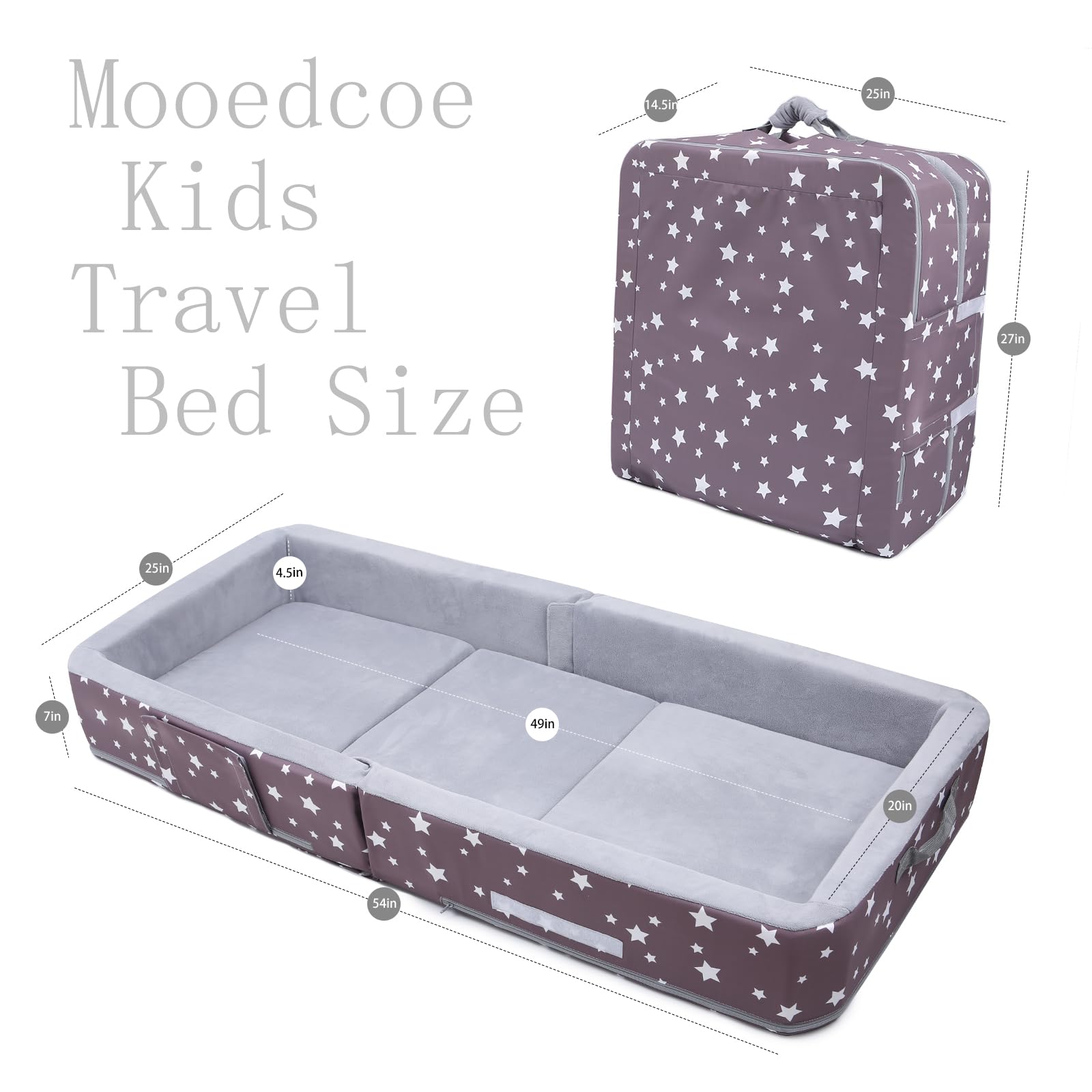 Foldable Toddler Floor Bed with Safety Rails - Portable Travel Cot for Kids - Soft Foam Sleeping Mat for Home, Daycare & Camping Trips