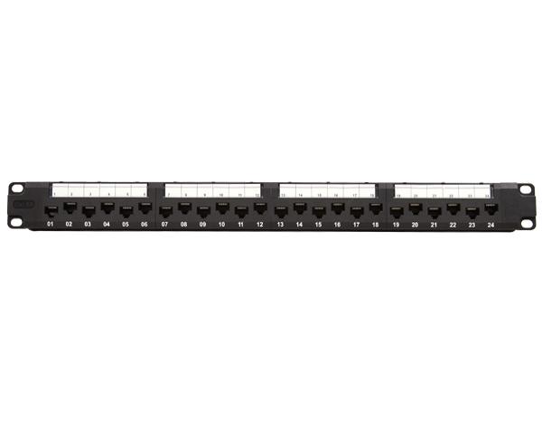 24 Port CAT6A Patch Panel - 10G Ethernet Network, 1U Rack Mount with Staggered Ports & Wire Management Bar - Ideal for Server Rooms, Data Centers & Office Network Installations