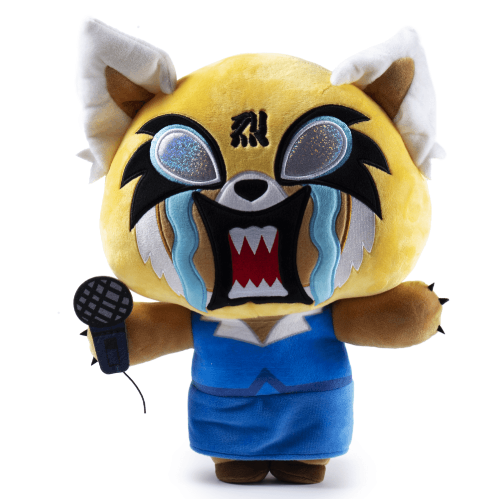 Kidrobot Aggretsuko Rage HugMe Shake Action Vibrating Plush Toy - Cute Anime Stress Relief Gift for Fans & Office Desk Decor