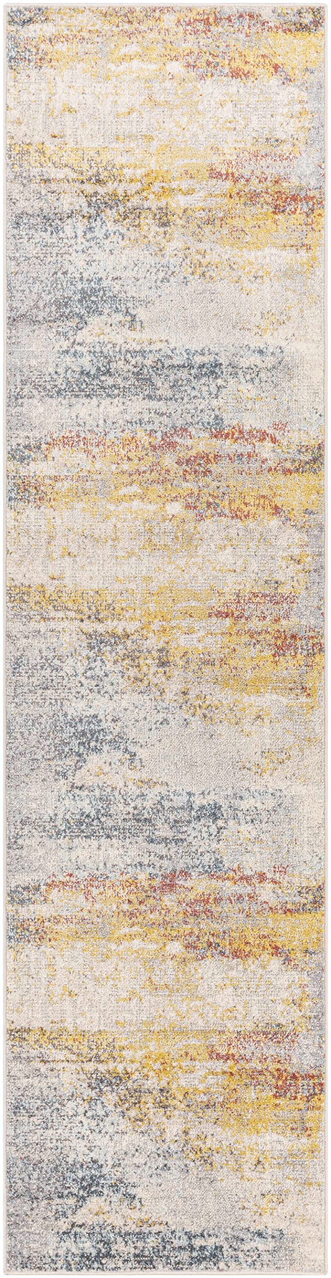 Hauteloom Alexandra Modern Area Rug for Living Room & Bedroom - Soft Round Carpet in Gray, Beige, Red - 5'3
