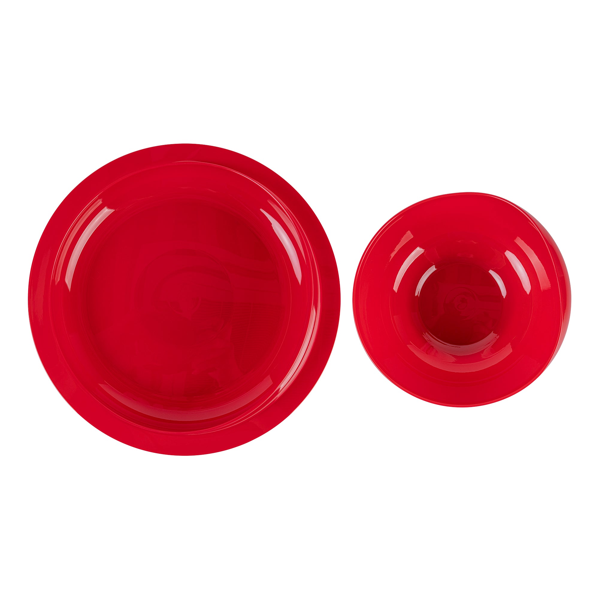Adapt Tek Red Plastic 2-Piece Scoop Plate & Bowl Set with Spillproof Design & Suction Base - Includes 1 Plate & 1 Bowl for Toddlers - Perfect for Baby Feeding, Travel & Mess-Free Meals