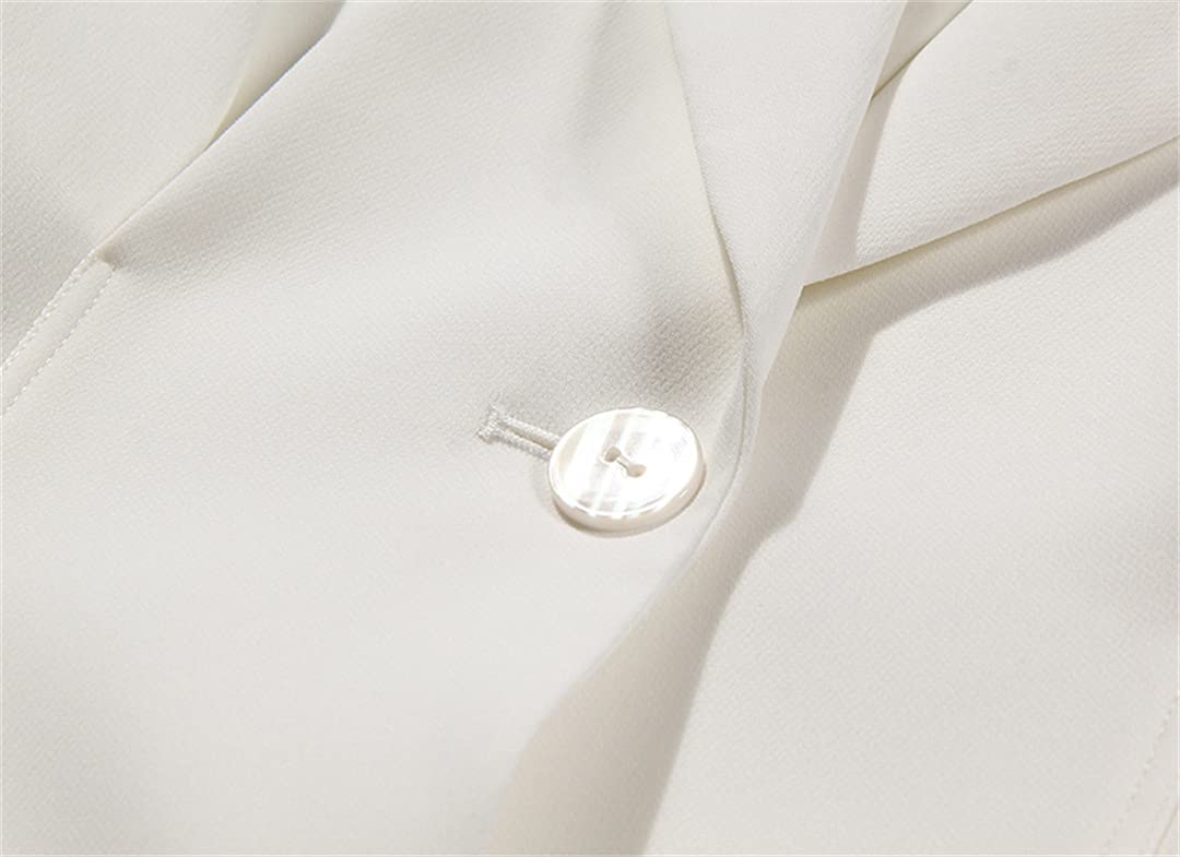 Women's White Bow Knot Split Hem Blazer Jacket - Asymmetrical Lapel Long Sleeve Loose Fit Coat for Fall | Office Wear, Casual Outfits, Date Night & Special Occasions