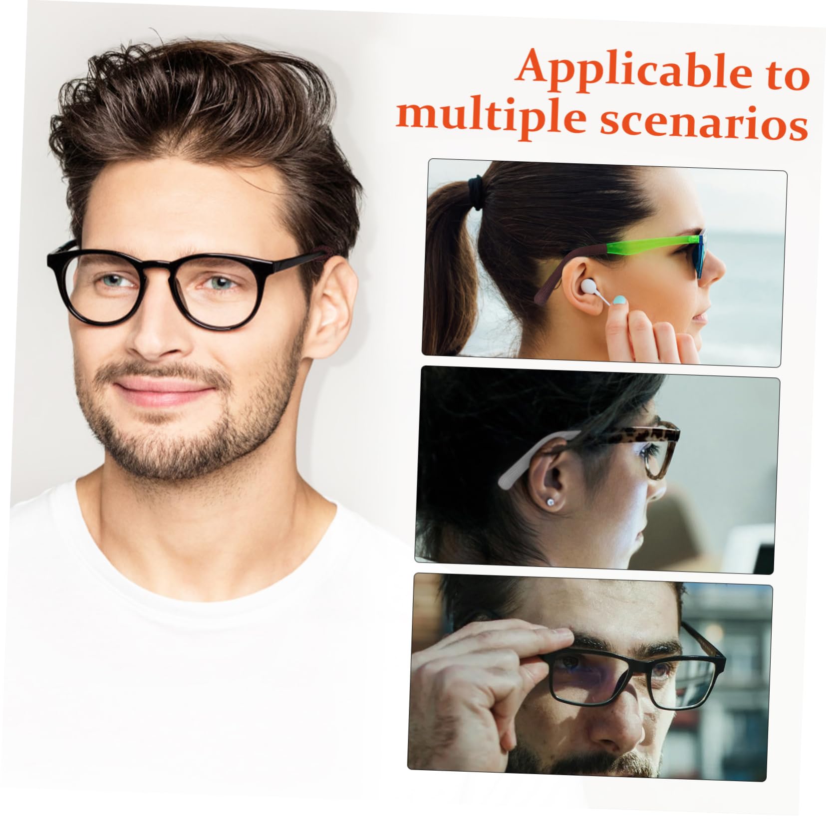 KOMBIUDA 3 Pairs Glasses Temple Covers - Soft Silicone Sunglasses Arm Tips Protectors, Eyewear Accessories for Comfort & Grip - Perfect for Reading, Driving, Sports & Daily Wear
