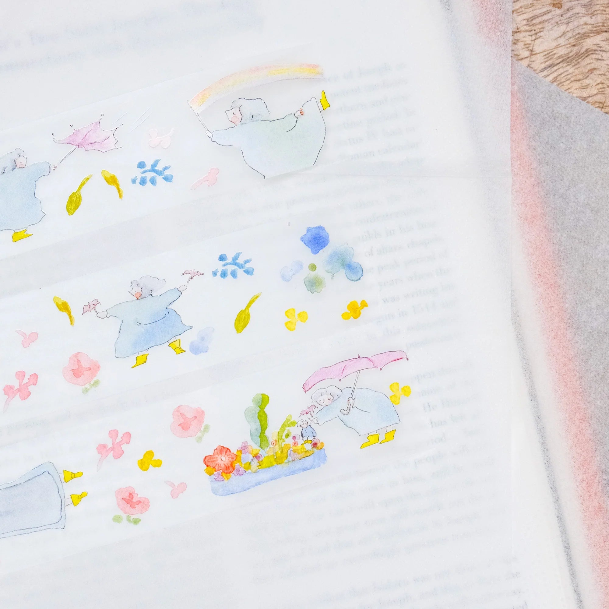 Dodolulu Washi Tape Pitter Patter (PET) - Decorative Japanese Paper Tape for Scrapbooking, Journaling, DIY Crafts & Gift Wrapping