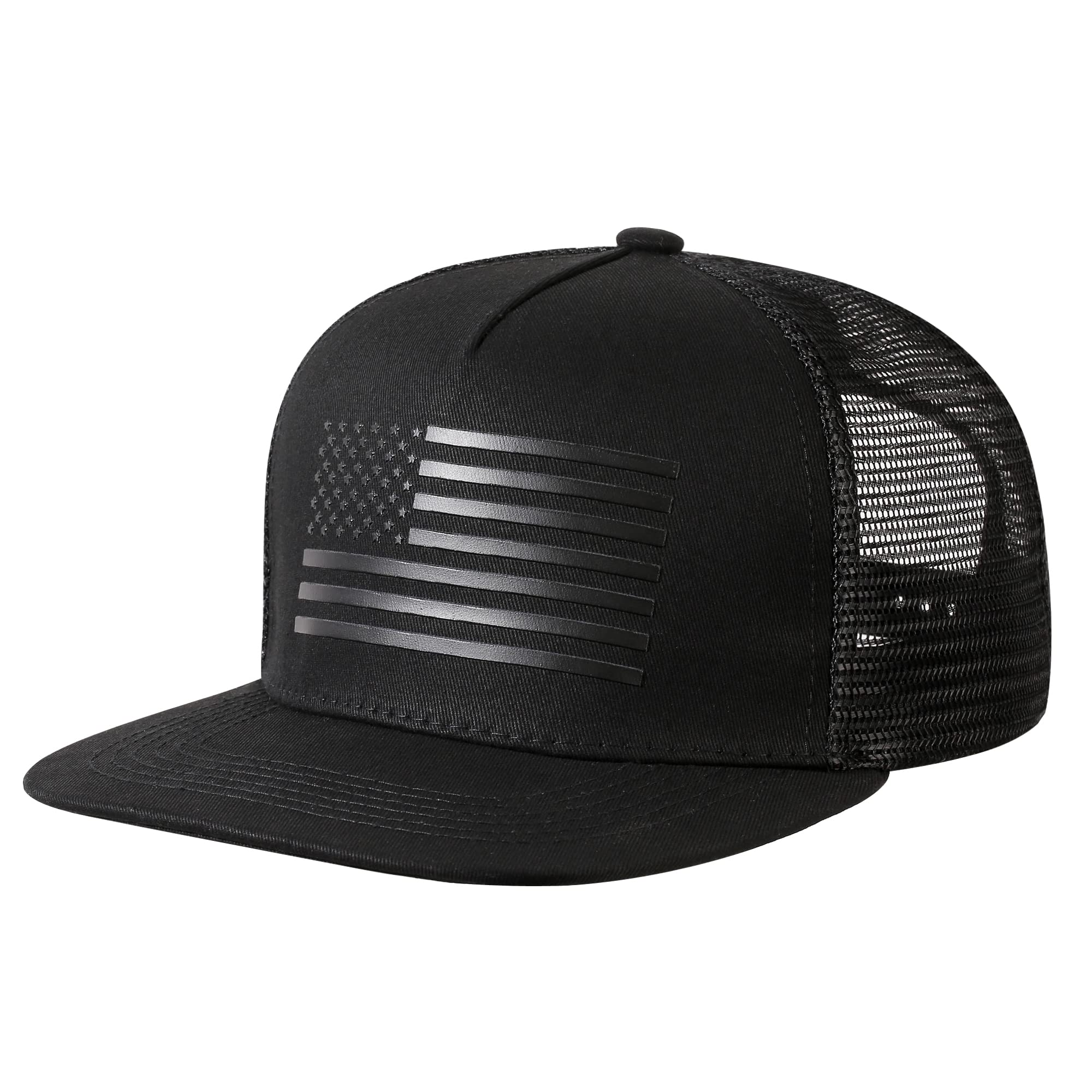 American Flag Snapback Trucker Hat for Men & Women - Adjustable, Breathable Mesh Baseball Cap with Flat Bill | Perfect for Sports, Outdoor Activities & Patriotic Events
