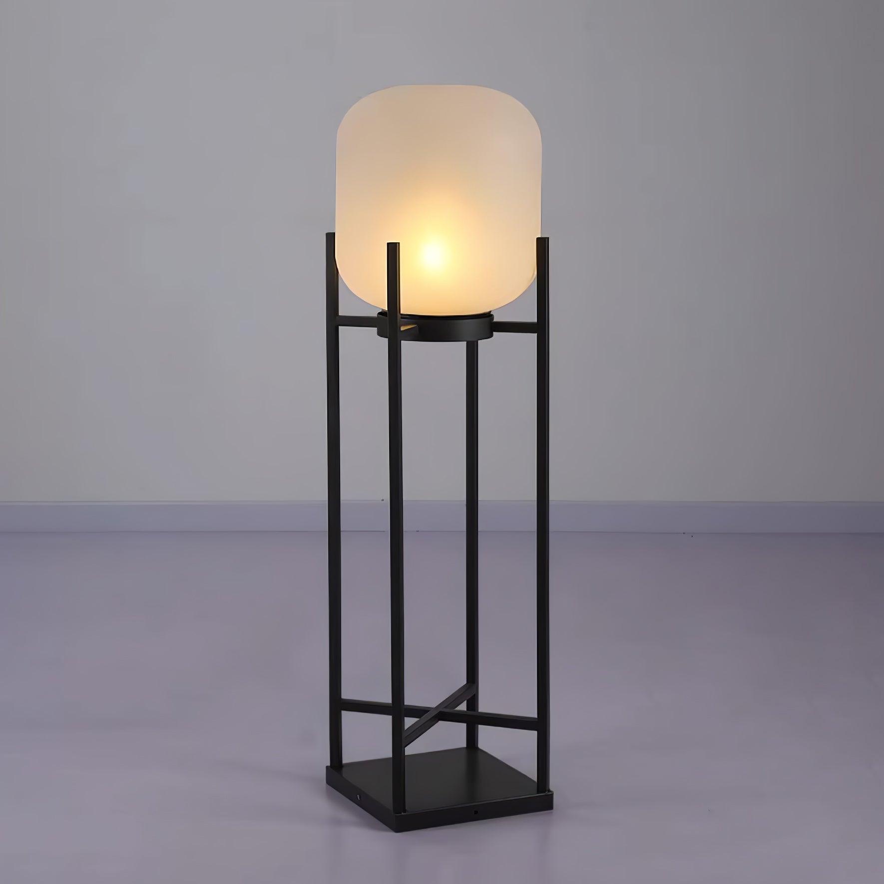 Modern LED Lantern Floor Lamp - Dimmable Indoor/Outdoor Lighting for Patio, Garden, and Living Room Decor