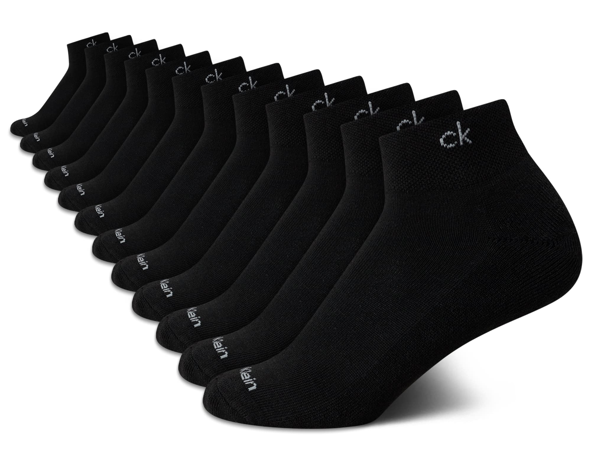 Calvin Klein Women's Quarter Socks - 12 Pack Cushioned Athletic Ankle Socks for Running, Gym & Sports (Size 4-10) - Breathable Comfort for Workouts & Everyday Wear