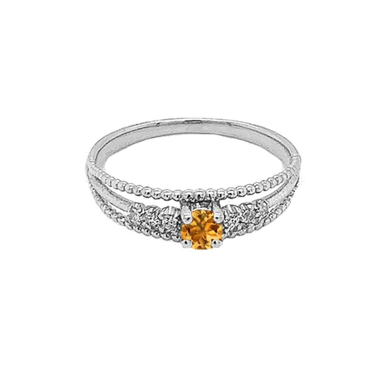 Elegant Sterling Silver Genuine Citrine & Diamond Modern Engagement Promise Double Rope Ring - Perfect for Weddings, Anniversaries & Romantic Gifts