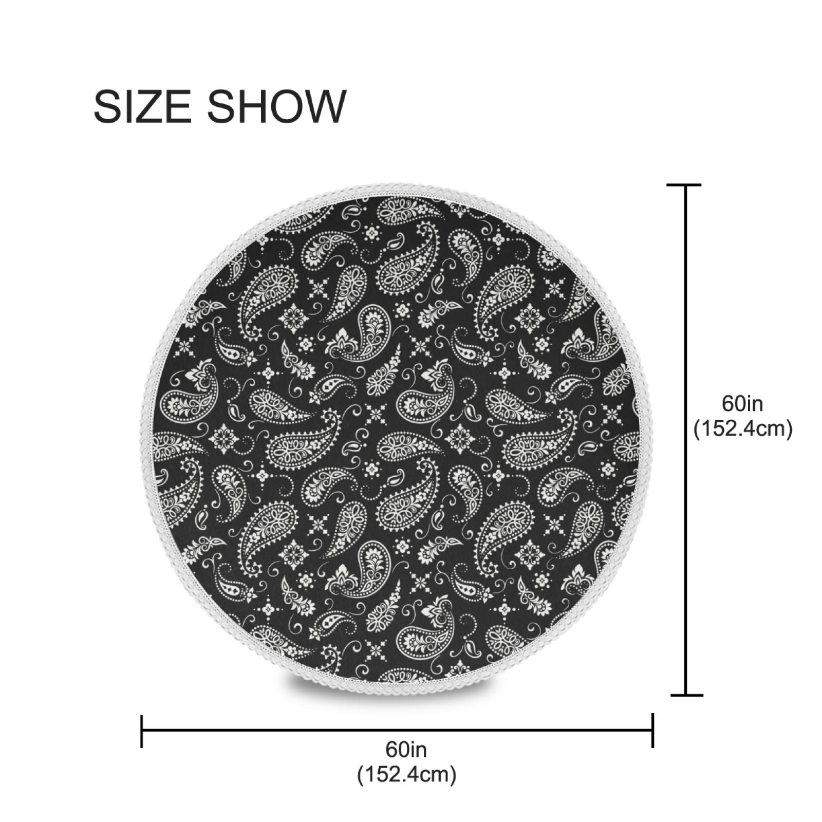 ALAZA 60x60 Inch Paisley Bandana Print Elastic Tablecloth - Wrinkle Resistant Round Table Cover for Dining, Kitchen, Parties & Outdoor Picnics
