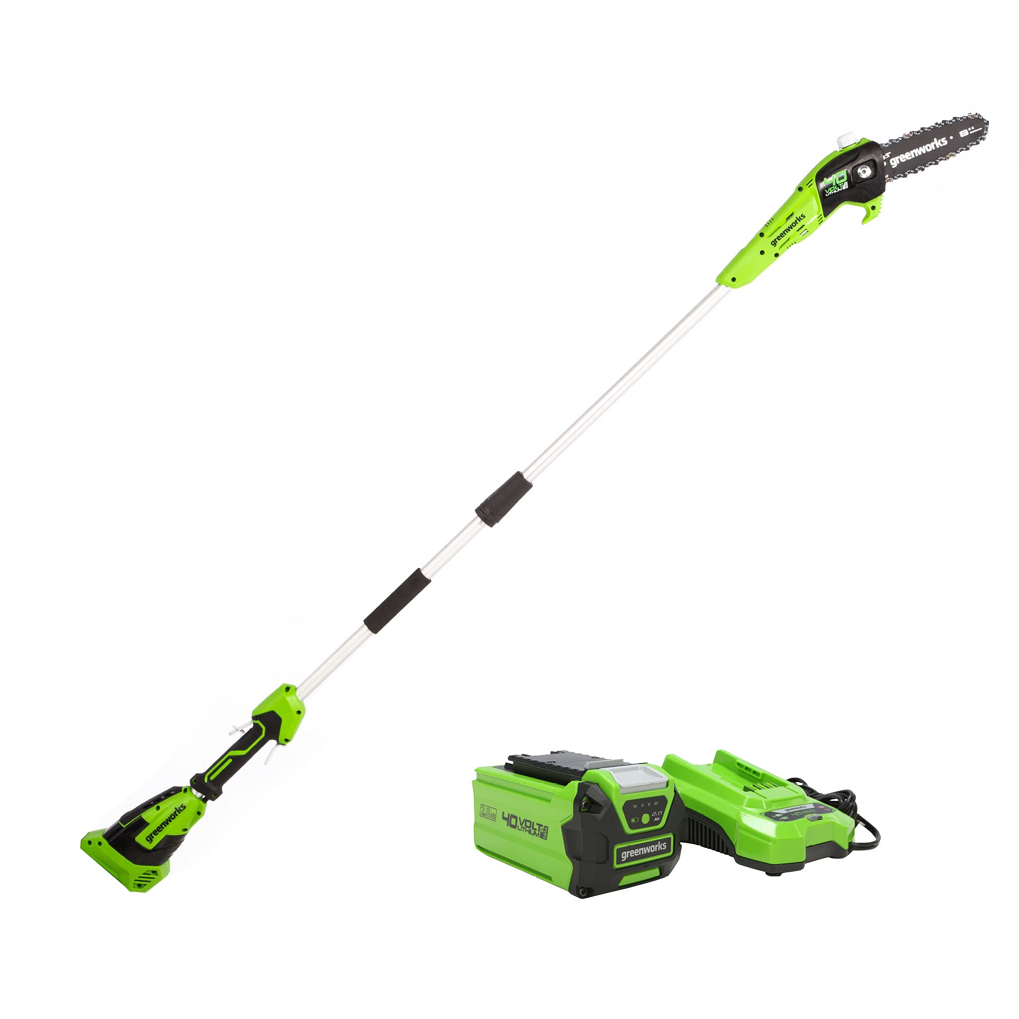 Greenworks 40V 8-Inch Cordless Polesaw with 2.0Ah Battery & Charger Included - Lightweight Tree Trimming Tool for Home Garden & Yard Maintenance (Model PS40B210)
